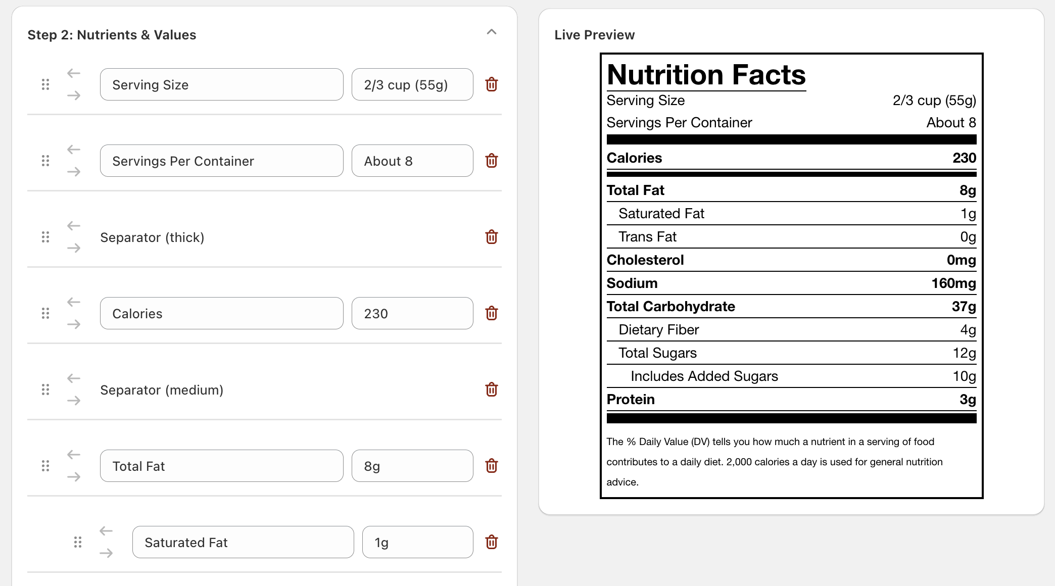 KL ‑ Nutrition Facts Label Screenshot 3