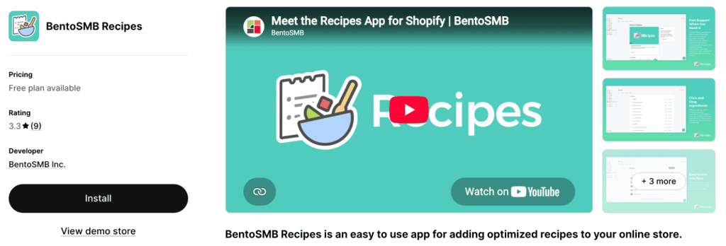 BentoSMB Recipes for Shopify
