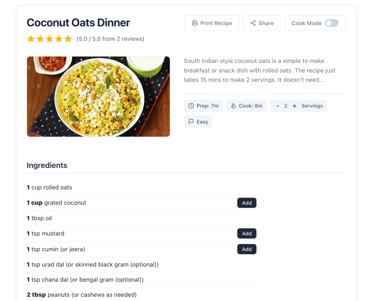 Shopify recipes