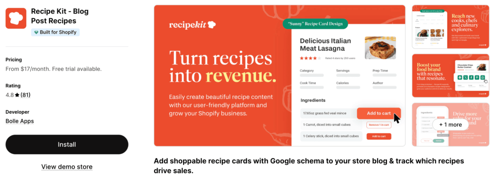 Recipe Kit app for Shopify