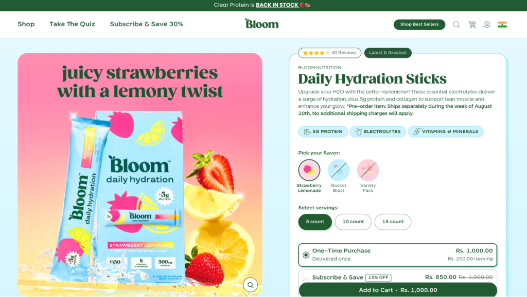 Bloom nutrition shop on shopify