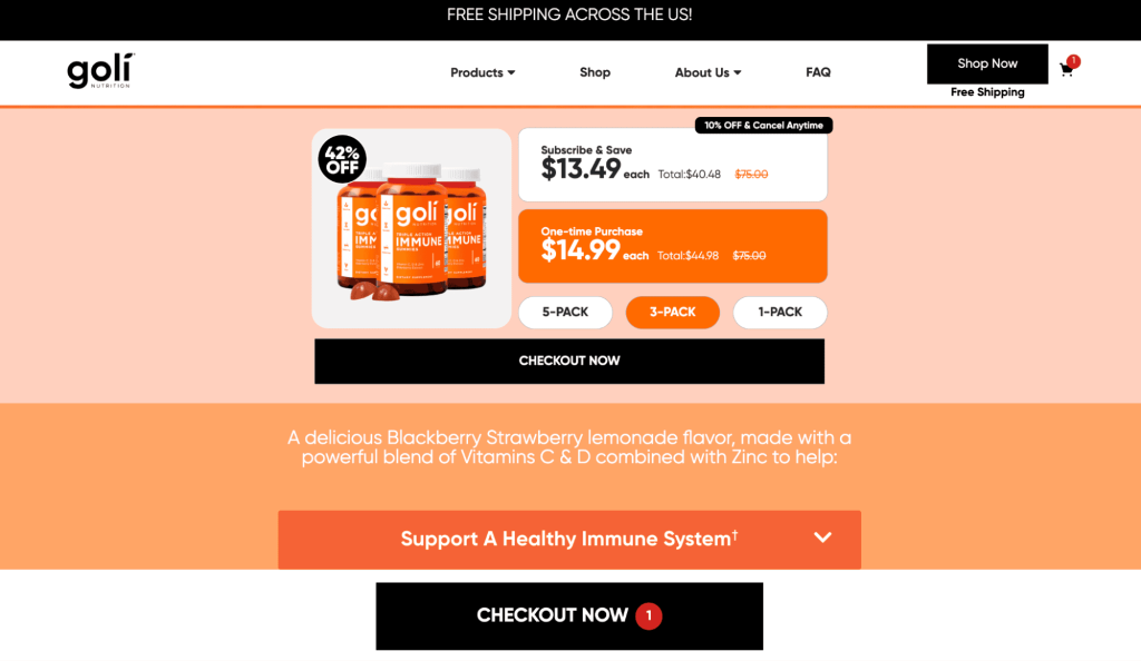 Goli nutrition on shopify store